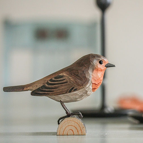 Hand-carved Robin in wood