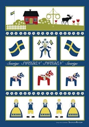 Kitchen towel Sweden symbols