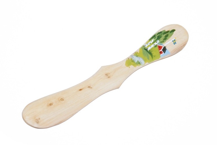 Butter knife made of juniper wood, Hand painted - Summer