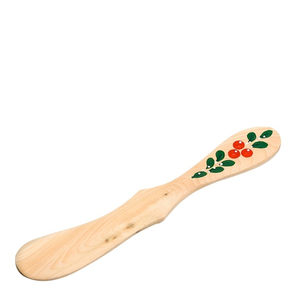 Buttermesser Handbemalt - Lingon, natur, Lasergravur, 17 cm