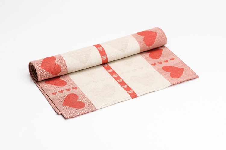 Table runner Linen/cotton Heart, 35 x 120 cm