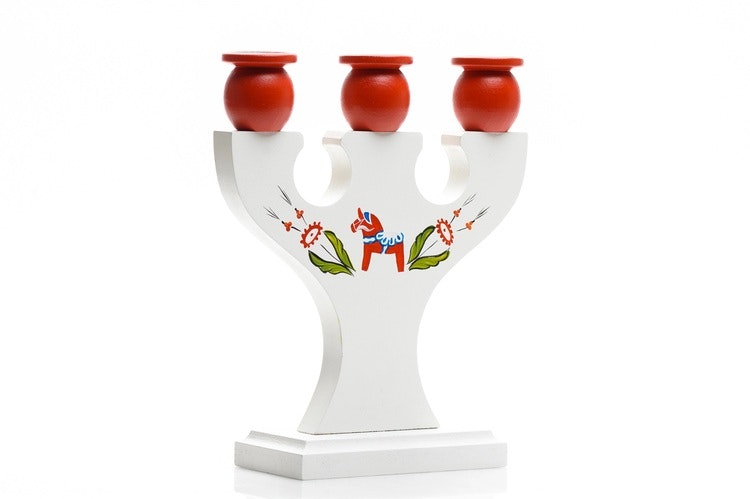 3-armed candlestick, Hand painted