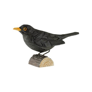 Hand-carved Blackbird in wood