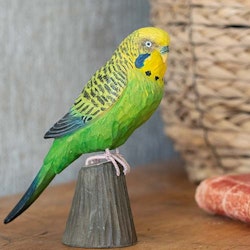 Hand-carved Budgerigar in wood