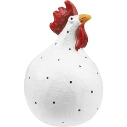 Hand painted chubby hen, white, 5.2cm