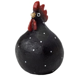 Hand painted chubby hen, black, 5.2cm