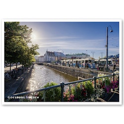 Postcard: Gothenburg, canal, tram, 148 x 105 mm