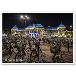 Postcard: Gothenburg, Central Station, bicycles, 148 x 105 mm