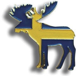 Pins in metal. Moose, blue / yellow