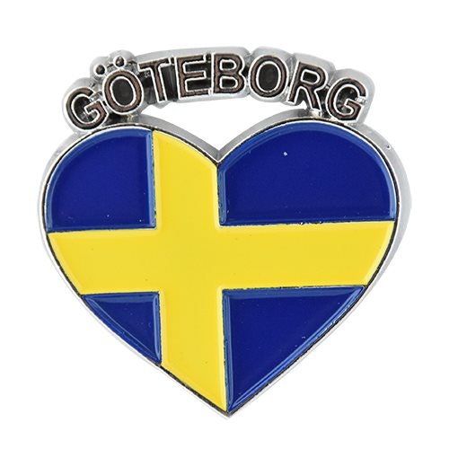 Magnet Gothenburg Sweden heart in metal, 3.5cm