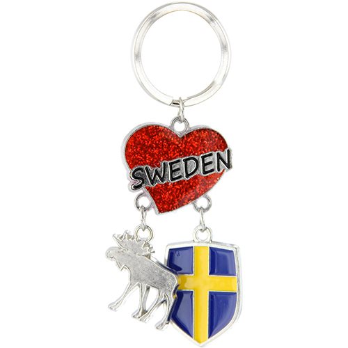 Nyckelring hjärta, Sweden, älg, sköld