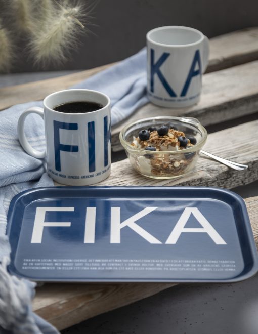 Bricka FIKA, Blå / Vit (with English text)