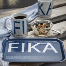 Bricka FIKA, Blå / Vit (with English text)