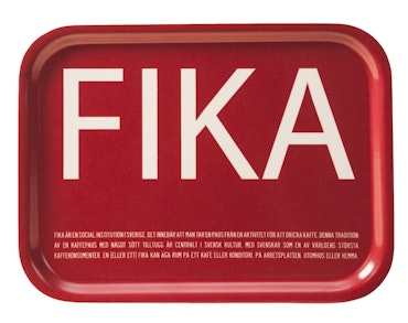 Bricka FIKA, Röd (with English text)