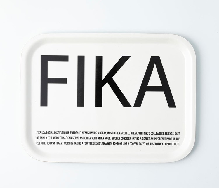 Bricka FIKA, Vit (with English text)
