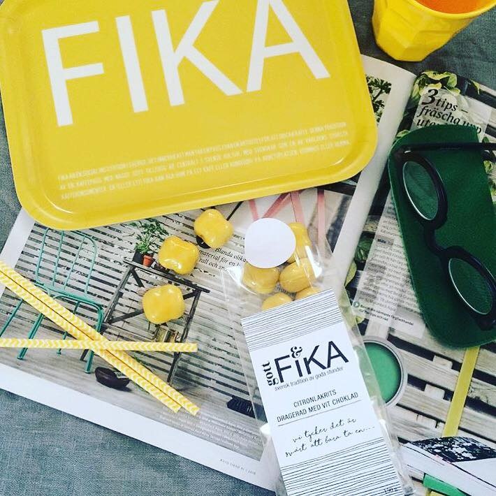 Tray FIKA, yellow (with English text)