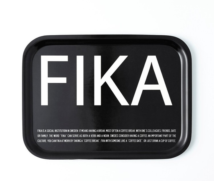 Bricka FIKA, Svart (with English text)