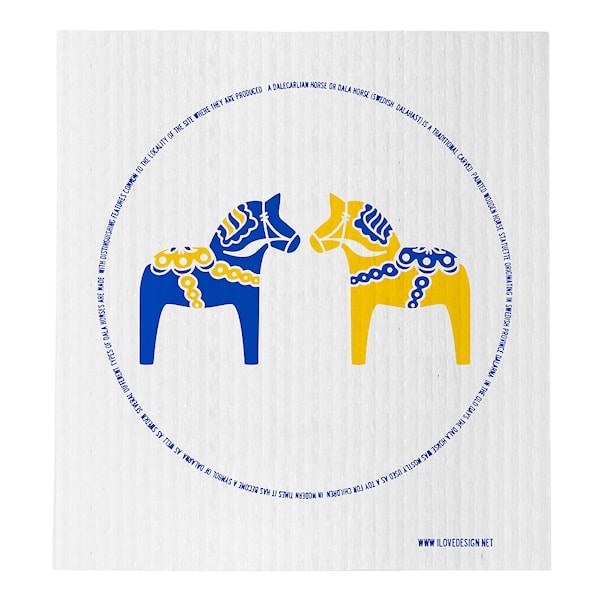 Geschirrtuch Dala Horse Blau / Gelb