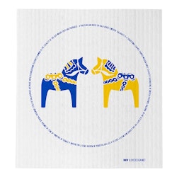 Dishcloths: Dala horses Blue / Yellow