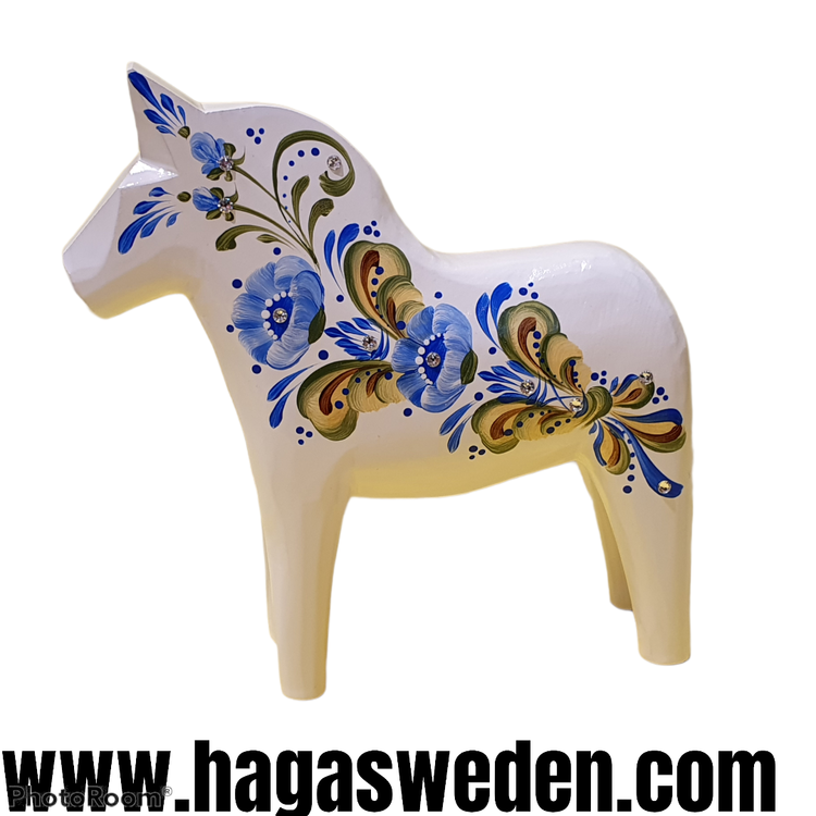 Original Dala Pferd Swarovski Kristall Weiß / Blau - Haga von Schweden