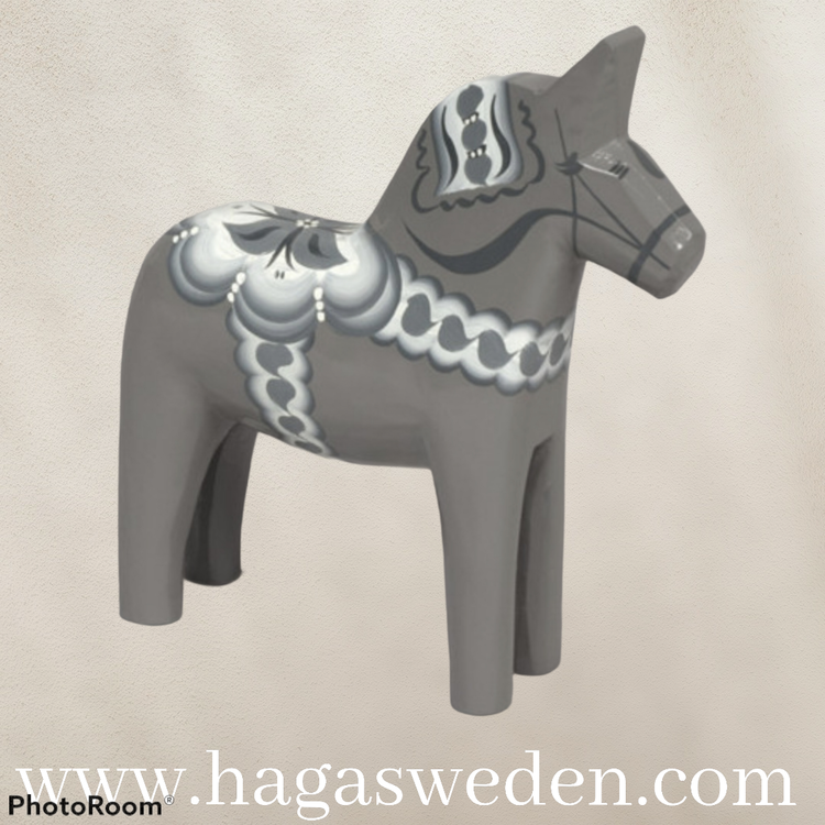 Original Dala Horse Grey (weiß &amp; schwarz)