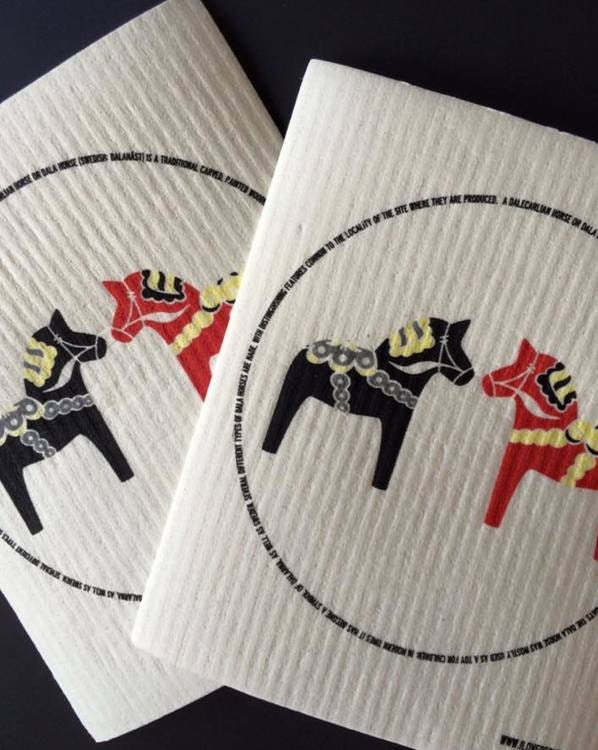 Dishcloths Dala horses Black / Red