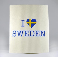 Dish cloth, I love Sweden, 17x20 cm