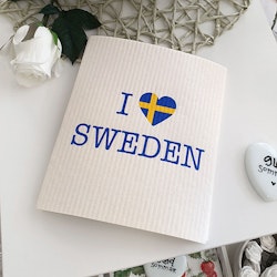 Dish cloth, I love Sweden, 17x20 cm