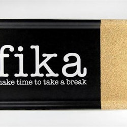 Bricka 32x15 cm kork, Make time Fika, Svart