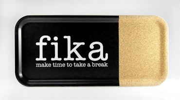 Bricka 32x15 cm kork, Make time Fika