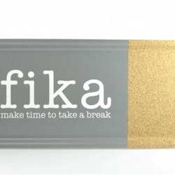 Bricka 32x15 cm kork, Make time Fika, grå