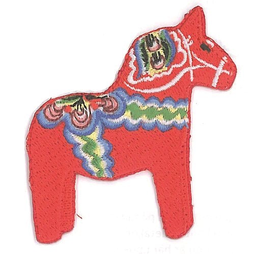 Embroidered badge, 6 x 7 cm, Dala horse