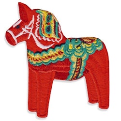 Embroidered fabric badge Dala horse 8 cm