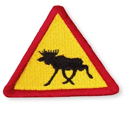 Embroidered fabric badge Moose warning 8 cm