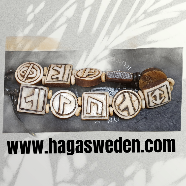 Armband 'Viking Symbol; Handgefertigt aus Knochen mit geprägten Buchstaben