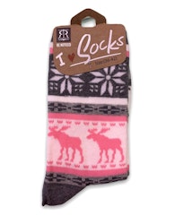 Socks: Unisex, Moose, pink / gray