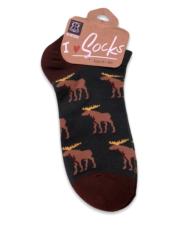 Ankle socks, moose, green / brown