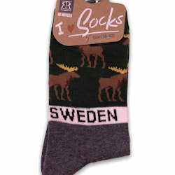 Socken: Unisex, Elch, grau / grün