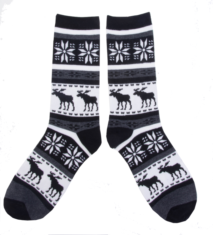 socks, moose white / black
