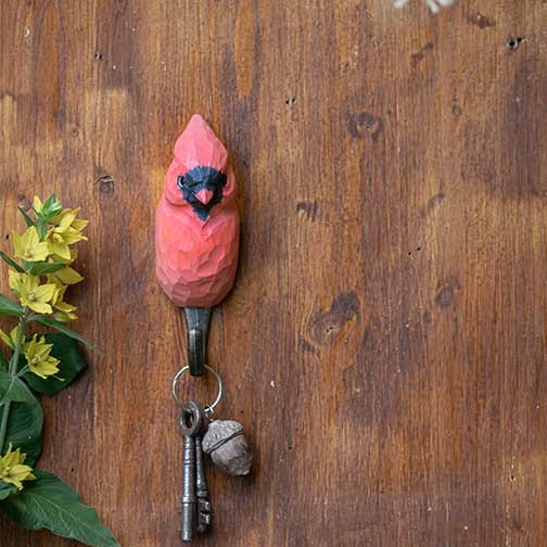 Hand-carved Hook Red Cardinal