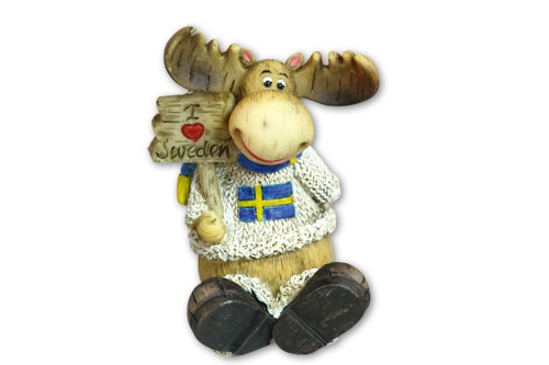 Figure: Moose figure - white, sitting, sign, 8cm