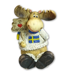 Figure: Moose figure - white, sitting, sign, 8cm