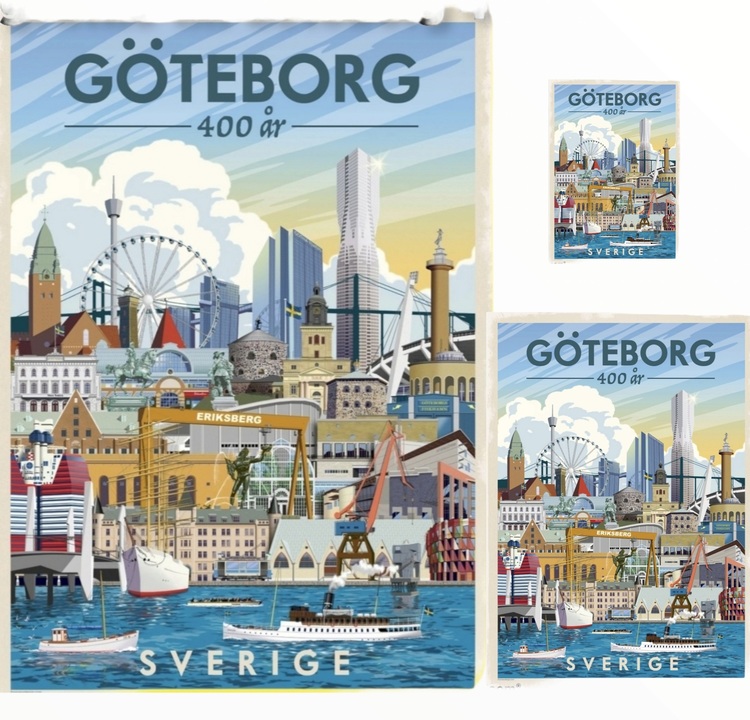 Postcard Göteborg 400 år, (4 varianter)