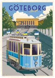 Postcard:  Tram Göteborg Avenyn, sommarmotiv (3 varianter)