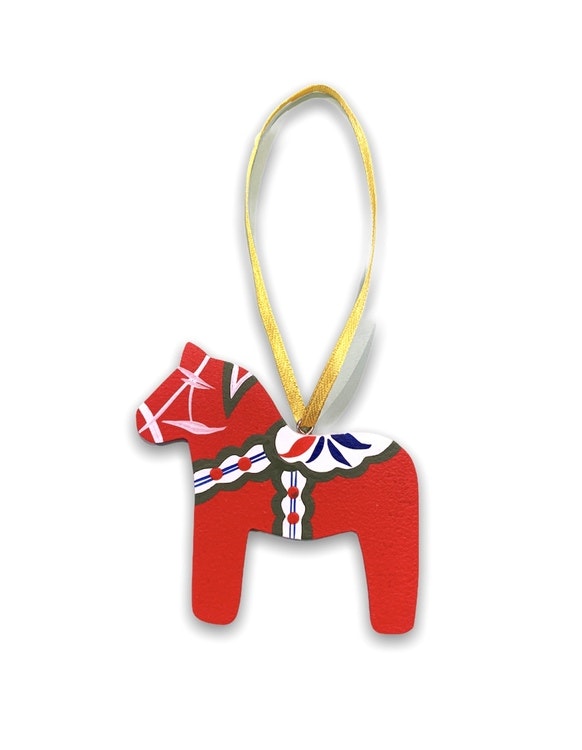 Christmas tree pendant Dala horse red