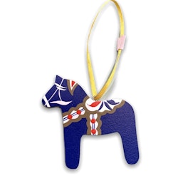 Christmas tree pendant Dala horse blue