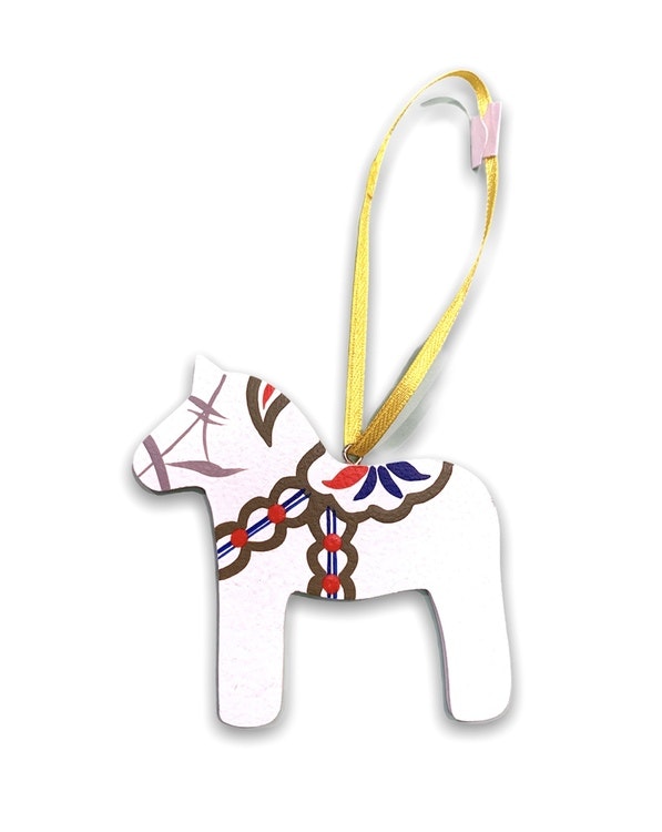 Christmas tree pendant Dala horse white