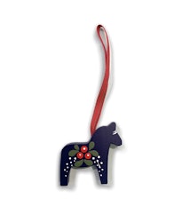 Christmas tree pendant Dala horse with lingonberry motif, blue