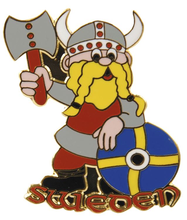 Pin i emalj, viking med yxa