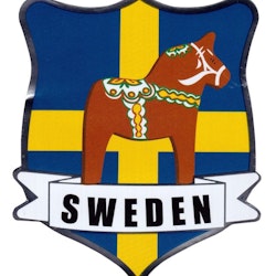 Decal Dala horse shield, 9cm